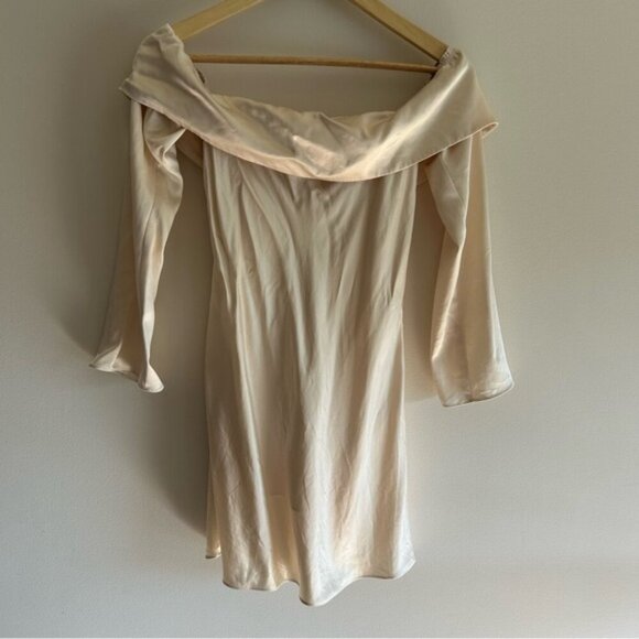 Reformation Maves Off-The-Shoulder Mini Dress Cream - Picture 6 of 8